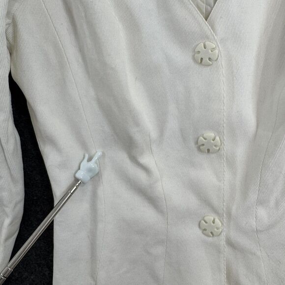 Vintage Thierry Mugler Blazer Women's 44 White Pleated Tail Hem Made In Italy - Picture 8 of 12